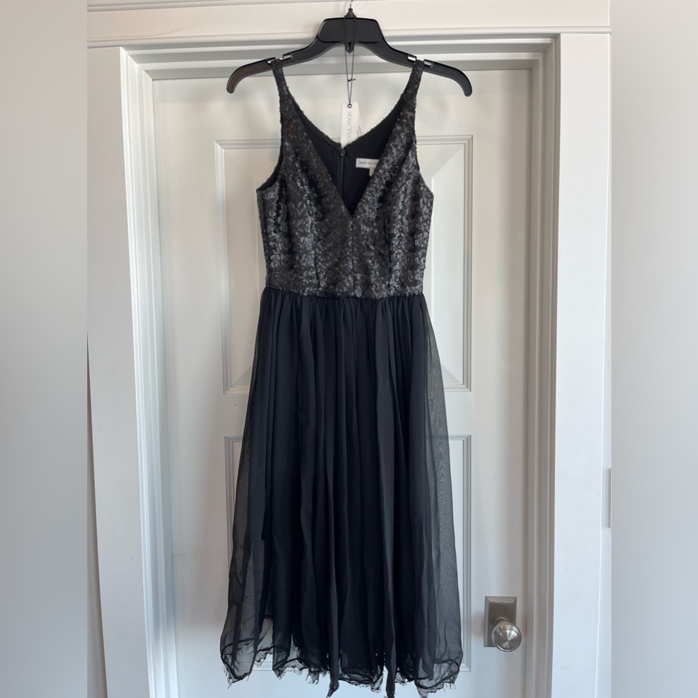 Dress the Population black sequin and chiffon gown sz xs